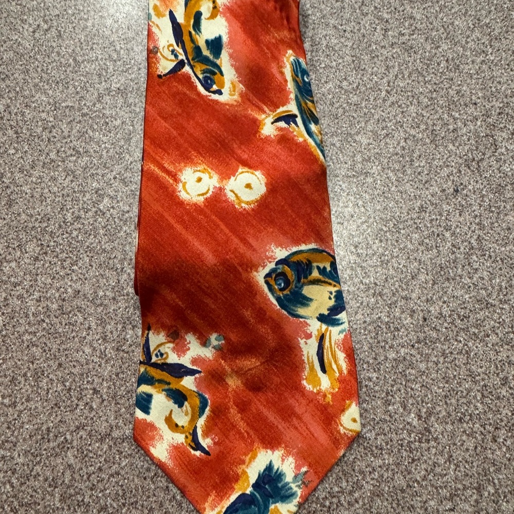Vintage Polo by Ralph Lauren Hand Made With Bass & Artistic Fish Silk Men’s Tie